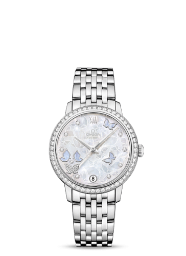 Omega De Ville Prestige Co-Axial 32.7 White Gold / MOP Butterfly / Diamond / Bracelet